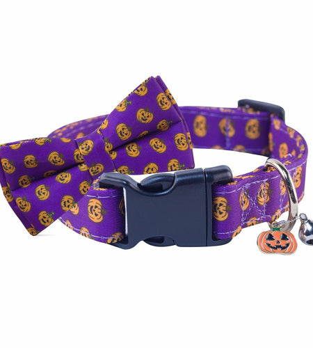 SuperBuddy Adjustable Dog Collar with Bowtie - Small Medium Large Sizes