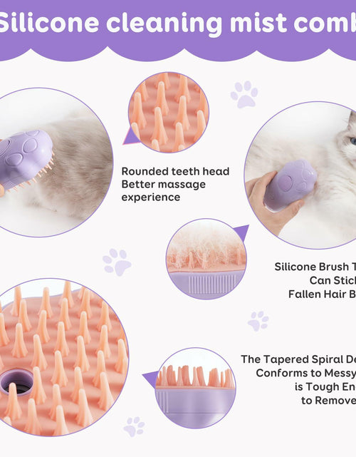 Load image into Gallery viewer, Cat Steam Brush Purple 2nd Gen Self-Cleaning Pet Hair Remover Shedding Tool

