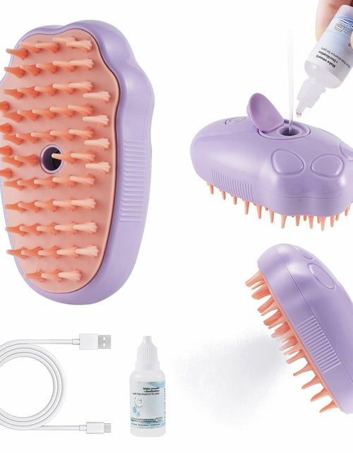 Load image into Gallery viewer, Cat Steam Brush Purple 2nd Gen Self-Cleaning Pet Hair Remover Shedding Tool

