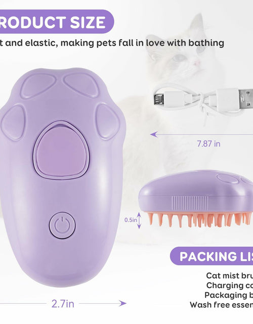 Load image into Gallery viewer, Cat Steam Brush Purple 2nd Gen Self-Cleaning Pet Hair Remover Shedding Tool
