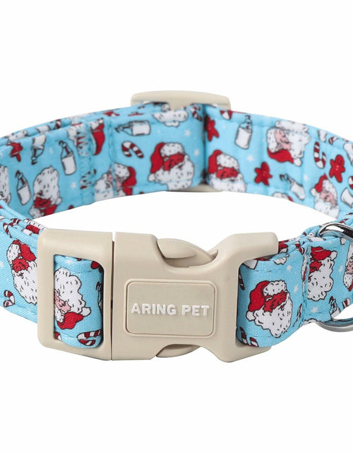 Load image into Gallery viewer, ARING PET Christmas Dog Collar Blue Adjustable Cotton Quick Release Puppy Collar
