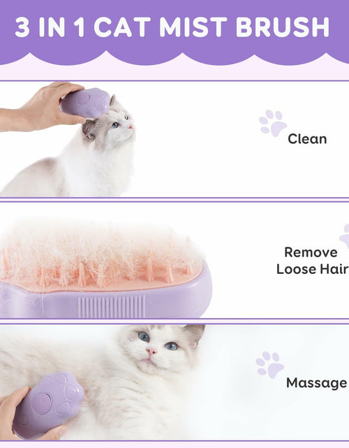 Load image into Gallery viewer, Cat Steam Brush Purple 2nd Gen Self-Cleaning Pet Hair Remover Shedding Tool
