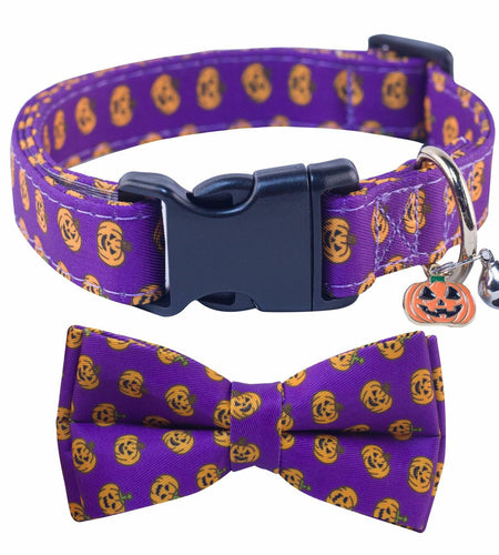 SuperBuddy Adjustable Dog Collar with Bowtie - Small Medium Large Sizes