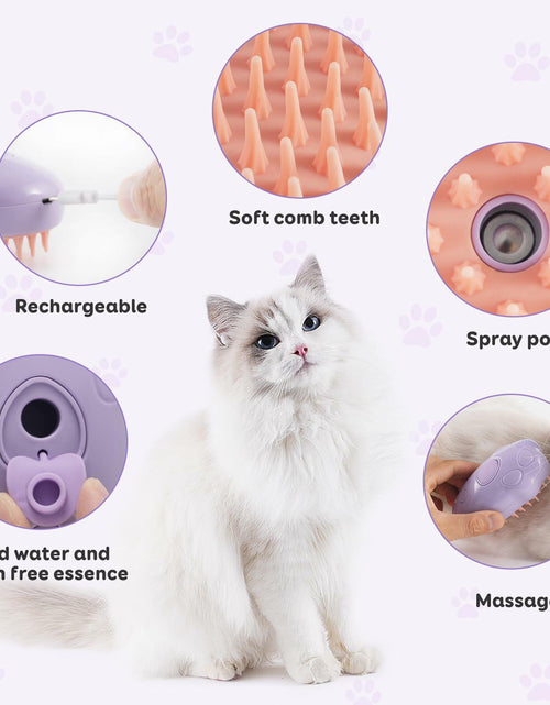 Load image into Gallery viewer, Cat Steam Brush Purple 2nd Gen Self-Cleaning Pet Hair Remover Shedding Tool
