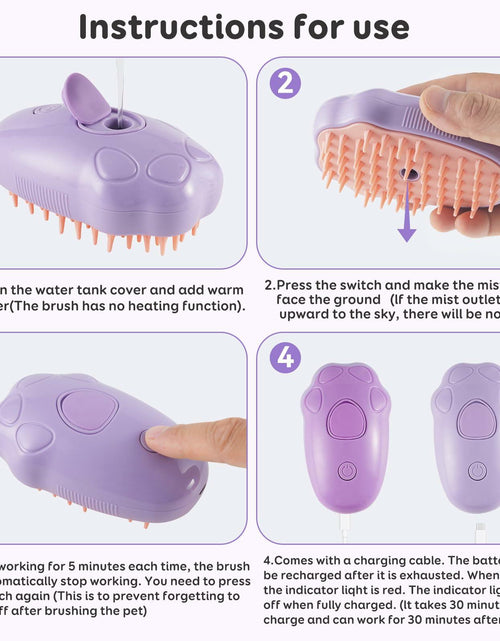 Load image into Gallery viewer, Cat Steam Brush Purple 2nd Gen Self-Cleaning Pet Hair Remover Shedding Tool
