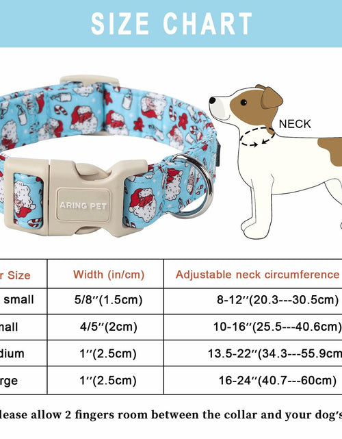 Load image into Gallery viewer, ARING PET Christmas Dog Collar Blue Adjustable Cotton Quick Release Puppy Collar
