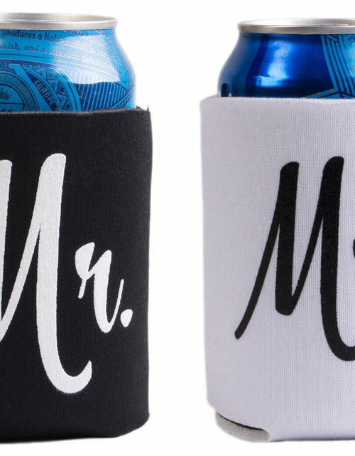 Load image into Gallery viewer, Ann Arbor T-shirt Co. Matching Mr. &amp; Mrs. Baseball Caps Set with Beer Holder
