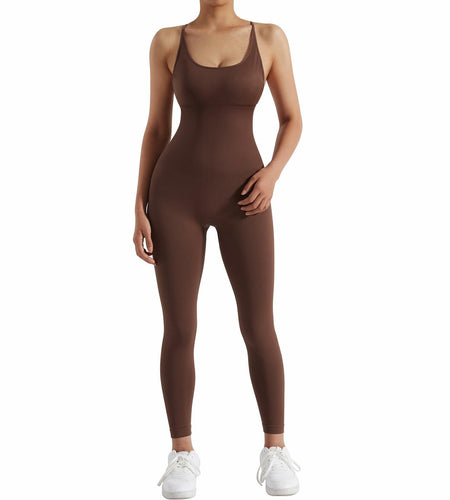 RUUHEE Women's Brown Seamless Backless Tummy Control Jumpsuit Size XL