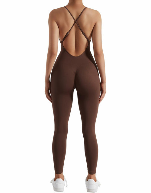 Load image into Gallery viewer, RUUHEE Women's Brown Seamless Backless Tummy Control Jumpsuit Size XL
