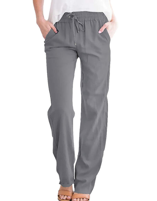 Load image into Gallery viewer, Acelitt Women's Gray High Waisted Casual Trousers Pants Large Pockets - Size L
