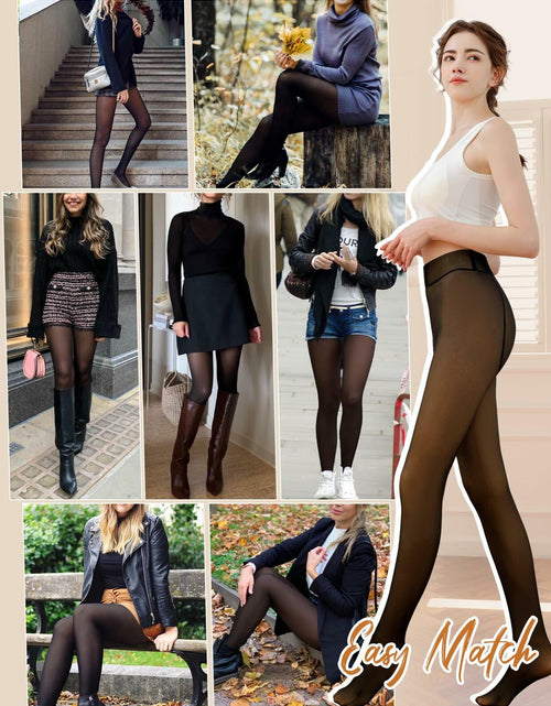Load image into Gallery viewer, Yusongirl Women's Thermal Fleece Tights High Waist Black Size M
