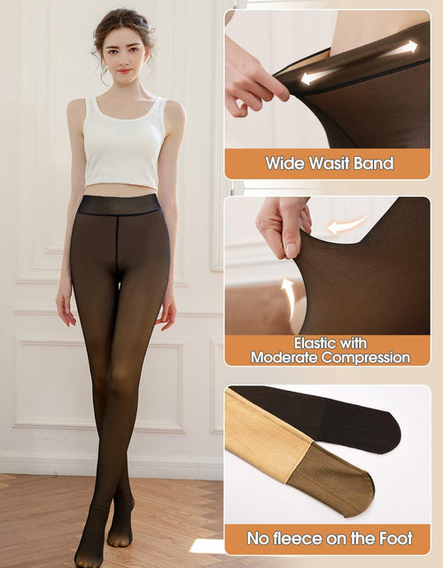 Load image into Gallery viewer, Yusongirl Women's Thermal Fleece Tights High Waist Black Size M
