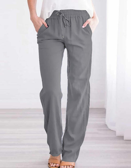 Load image into Gallery viewer, Acelitt Women's Gray High Waisted Casual Trousers Pants Large Pockets - Size L
