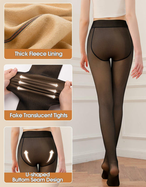 Load image into Gallery viewer, Yusongirl Women's Thermal Fleece Tights High Waist Black Size M
