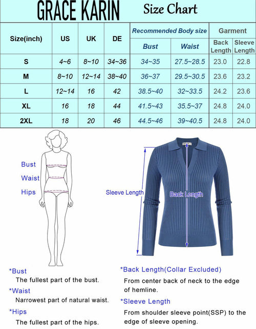 Load image into Gallery viewer, GRACE KARIN Women's 2XL Denim Blue Pullover Sweater V Neck Knit New
