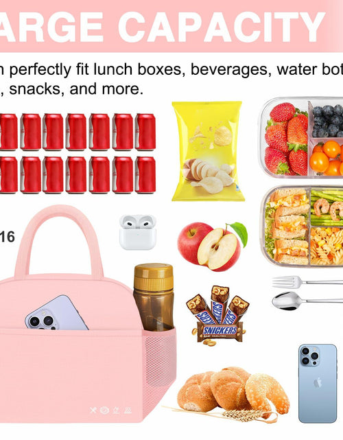 Load image into Gallery viewer, KUBYA Insulated Lunch Bag Pink Reusable Tote for Women Men Office Travel Picnic
