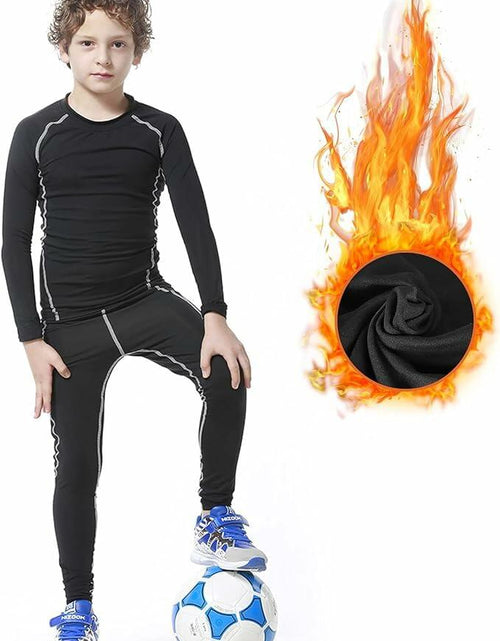 Load image into Gallery viewer, Muzikin Kids Thermal Underwear Set Fleece-Lined Compression Shirt &amp; Leggings S
