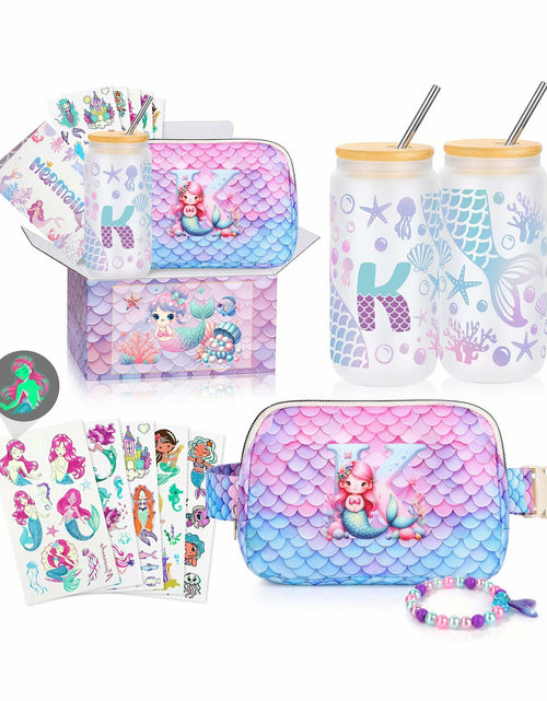 Load image into Gallery viewer, JTENGTOP Mermaid Fanny Pack Crossbody Belt Bag Initial D for Girls Ages 3-7
