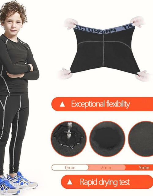 Load image into Gallery viewer, Muzikin Kids Thermal Underwear Set Fleece-Lined Compression Shirt &amp; Leggings S
