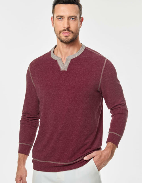 Load image into Gallery viewer, JMIERR Men's Henley Shirt Red Long Sleeve V Neck Lightweight Size 2XL
