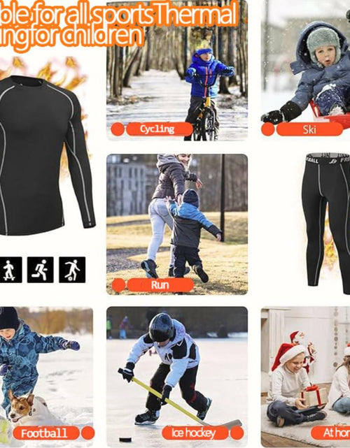 Load image into Gallery viewer, Muzikin Kids Thermal Underwear Set Fleece-Lined Compression Shirt &amp; Leggings S
