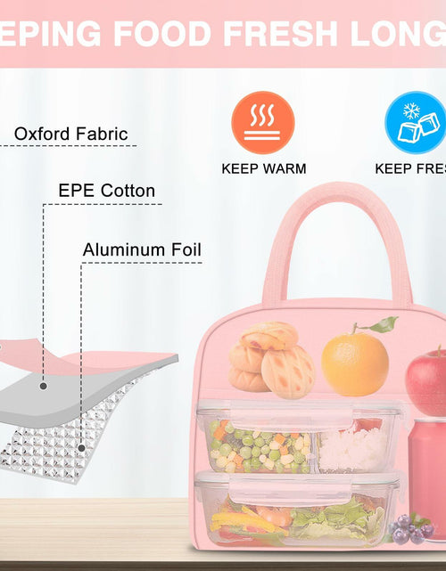 Load image into Gallery viewer, KUBYA Insulated Lunch Bag Pink Reusable Tote for Women Men Office Travel Picnic
