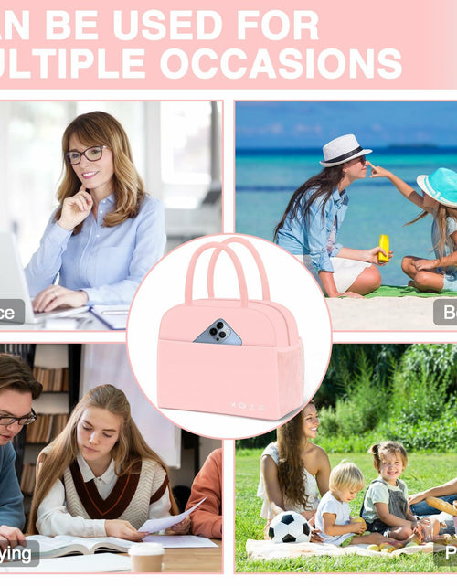 Load image into Gallery viewer, KUBYA Insulated Lunch Bag Pink Reusable Tote for Women Men Office Travel Picnic
