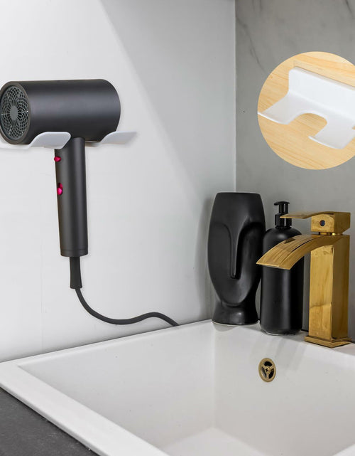 Load image into Gallery viewer, COMNICO Hair Dryer Holder Wall Mount White Self Adhesive Organizer with Cord
