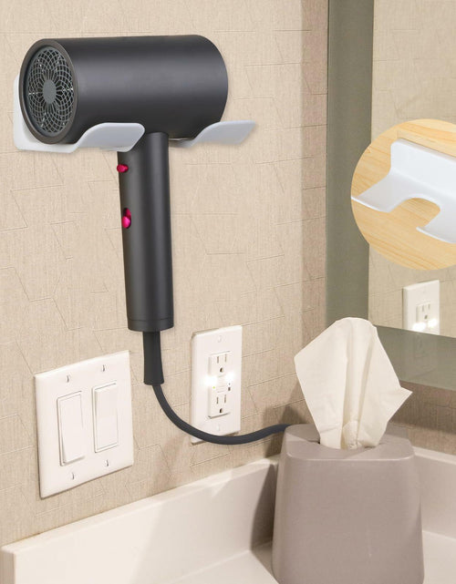 Load image into Gallery viewer, COMNICO Hair Dryer Holder Wall Mount White Self Adhesive Organizer with Cord
