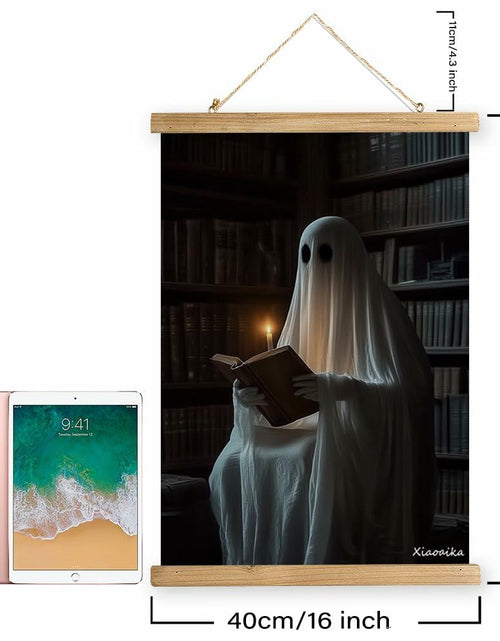 Load image into Gallery viewer, XIAOAIKA Vintage Halloween Ghost Poster 16x23in Linen Canvas Wall Art
