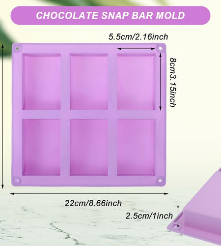 PEOVLVN Silicone Chocolate Bar Mold 6 Cavities Deep Pistachio Purple