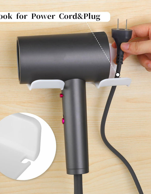 Load image into Gallery viewer, COMNICO Hair Dryer Holder Wall Mount White Self Adhesive Organizer with Cord
