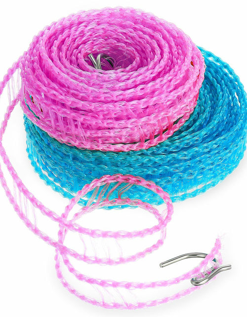 Load image into Gallery viewer, Giantree 2 Pack Retractable Windproof Clothesline Pink + Blue for Outdoor
