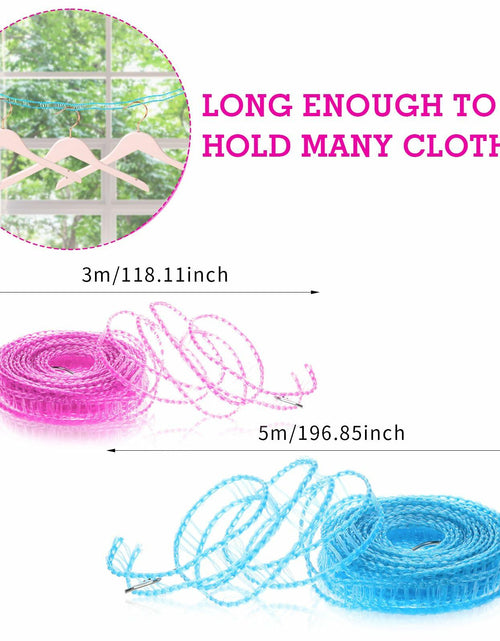 Load image into Gallery viewer, Giantree 2 Pack Retractable Windproof Clothesline Pink + Blue for Outdoor
