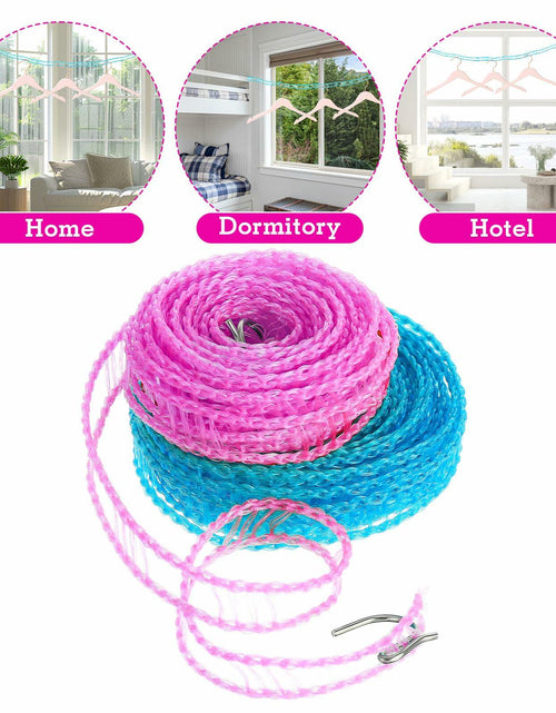 Load image into Gallery viewer, Giantree 2 Pack Retractable Windproof Clothesline Pink + Blue for Outdoor
