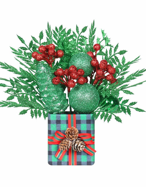 Load image into Gallery viewer, Super Holiday Mini Buffalo Check Plaid Green Glitter Christmas Tree - Tabletop
