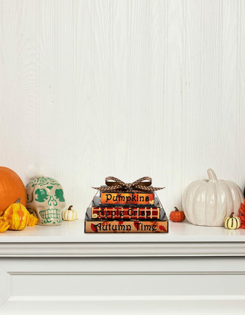 Load image into Gallery viewer, Ferraycle Fall Tiered Tray Decor Mini Books Pumpkin Wood Sign Farmhouse
