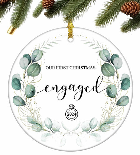 Aestas 3.5" Ceramic Engagement Ornament 2024 Unique Gifts for Couples