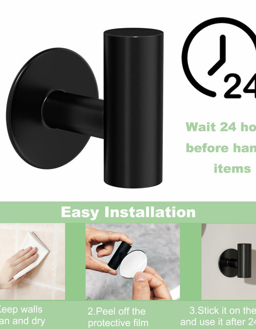 Load image into Gallery viewer, 2 Pack Matte Black Stainless Steel Towel Hooks Waterproof Heavy Duty

