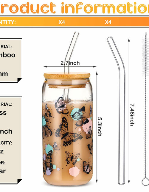 Load image into Gallery viewer, Cunhill 4pc 16oz Iced Coffee Glasses Set Pumpkin Bamboo Lid &amp; Straw
