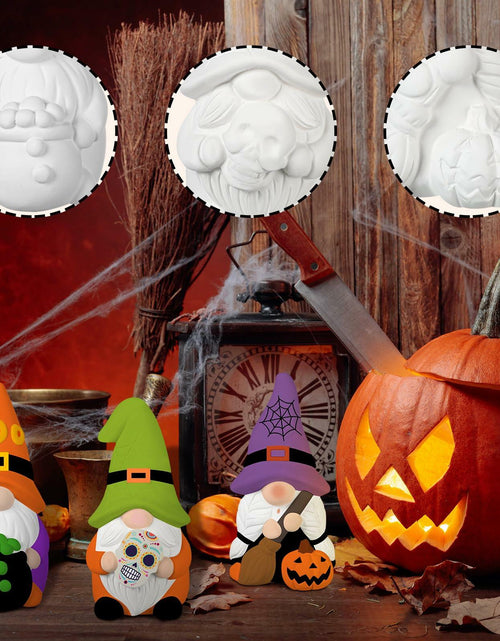 Load image into Gallery viewer, Youyole 3 Pack 4" Unpainted Gnome Statues DIY Craft Halloween Decor
