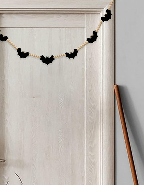 Load image into Gallery viewer, Gvhntk Black Felt Bats Garland Halloween Decor Indoor Banner Wood Beads
