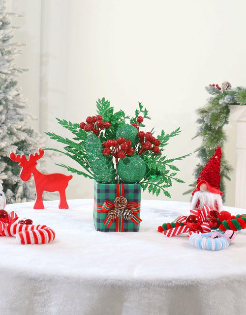 Load image into Gallery viewer, Super Holiday Mini Buffalo Check Plaid Green Glitter Christmas Tree - Tabletop
