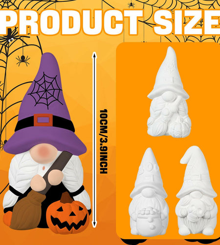Youyole 3 Pack 4" Unpainted Gnome Statues DIY Craft Halloween Decor
