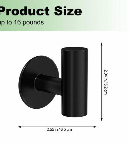 2 Pack Matte Black Stainless Steel Towel Hooks Waterproof Heavy Duty