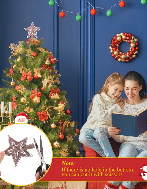 Load image into Gallery viewer, Hollowfly 4" Glitter Mini Star Christmas Tree Topper Rose Gold Pearl
