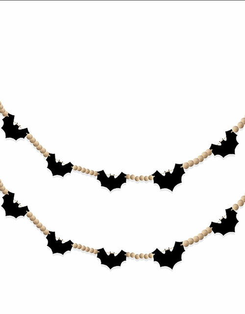 Load image into Gallery viewer, Gvhntk Black Felt Bats Garland Halloween Decor Indoor Banner Wood Beads
