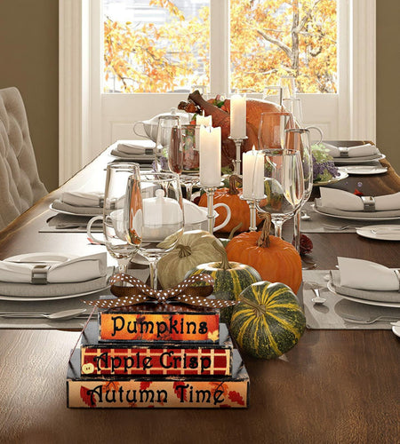 Ferraycle Fall Tiered Tray Decor Mini Books Pumpkin Wood Sign Farmhouse