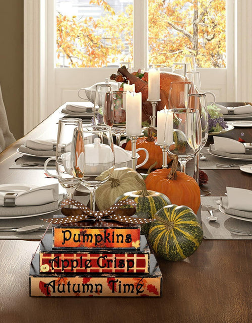 Load image into Gallery viewer, Ferraycle Fall Tiered Tray Decor Mini Books Pumpkin Wood Sign Farmhouse
