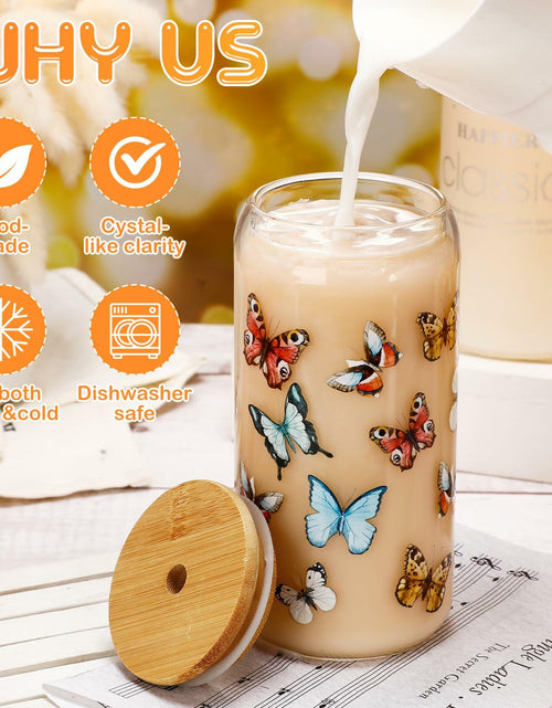 Load image into Gallery viewer, Cunhill 4pc 16oz Iced Coffee Glasses Set Pumpkin Bamboo Lid &amp; Straw
